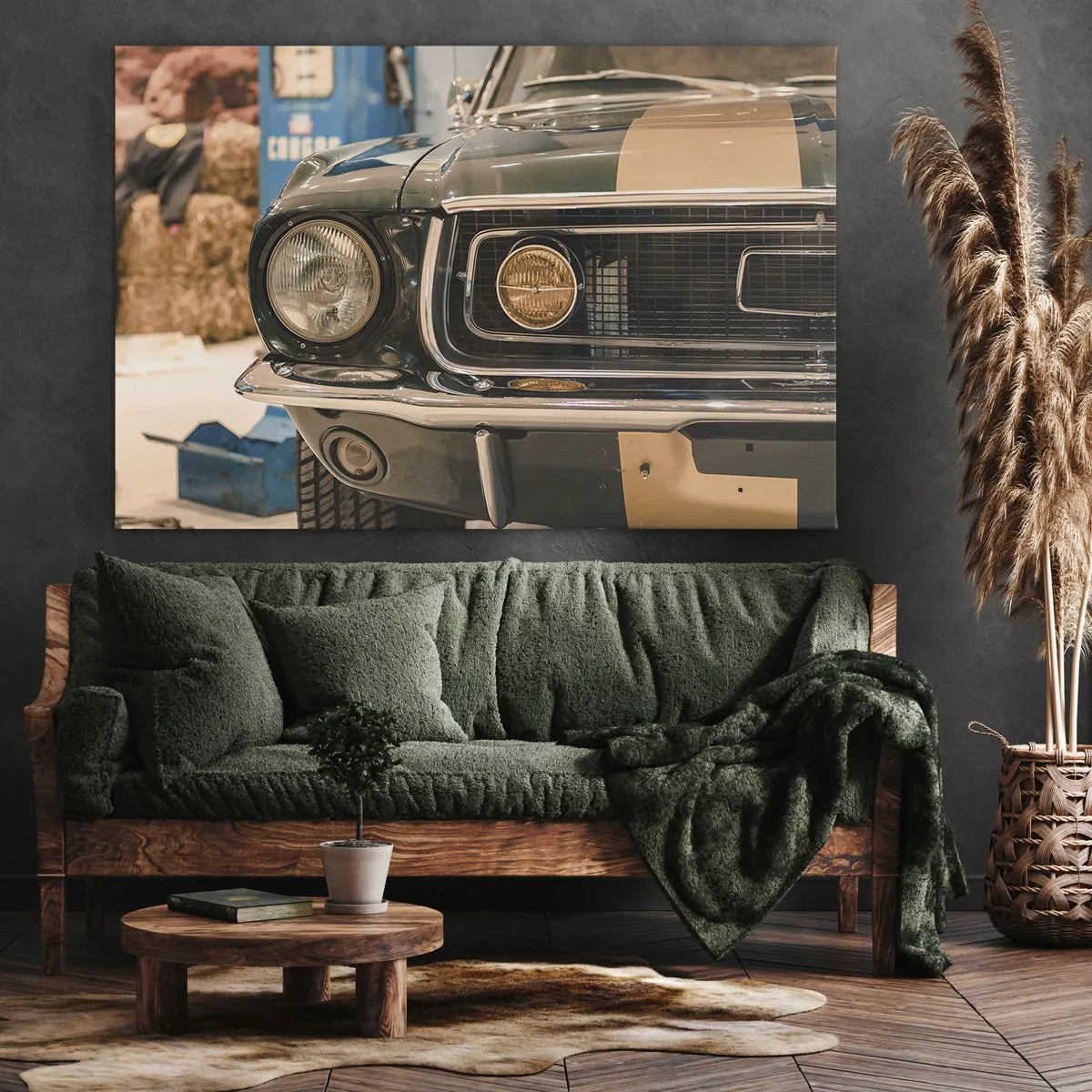 Obraz na plátne - Kultové retro auto v klasickom prostredí - 70x50cm - Stretnutie s legendou - Moderná nástenná dekorácia do obývacej izby a spálne ARTTOR