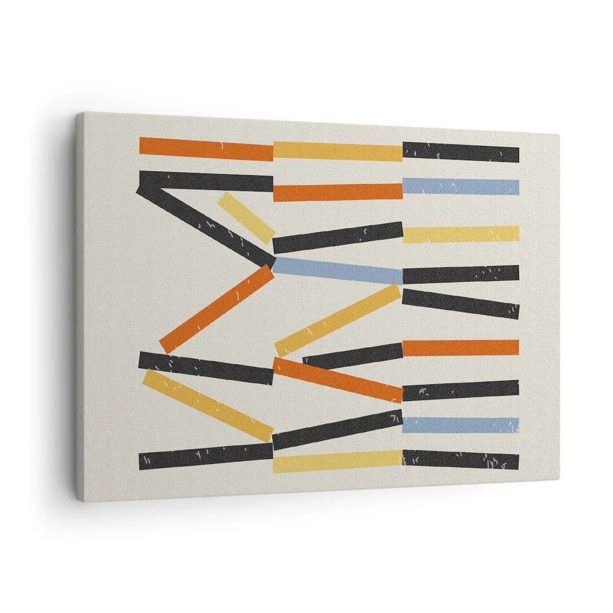 Obraz na plátne - Abstraktná kompozícia s farebnými a čiernymi obdĺžnikmi v horizontálnom usporiadaní - 70x50cm - Kompozícia na úrovni - Moderná nástenná dekorácia do obývacej izby a spálne ARTTOR