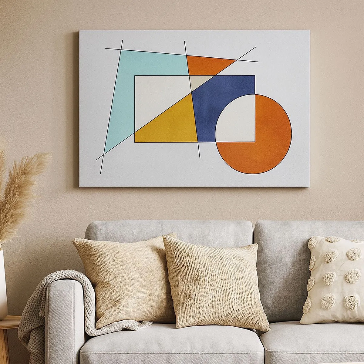 Obraz na plátne - Modernistická kompozícia geometrických tvarov a farieb - 70x50cm - Abstrakcia: modernistická zábava - Moderná nástenná dekorácia do obývacej izby a spálne ARTTOR
