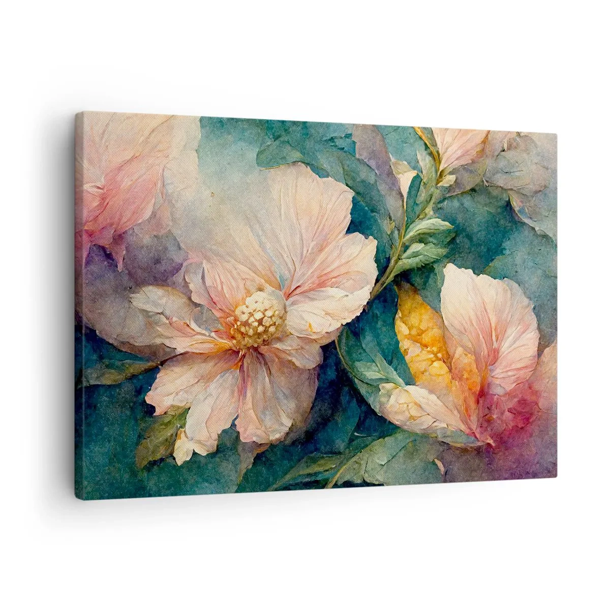 Obraz na plátne - Jemné kvety v pastelových farbách - 70x50cm - Číra subtílnosť - Moderná nástenná dekorácia do obývacej izby a spálne ARTTOR