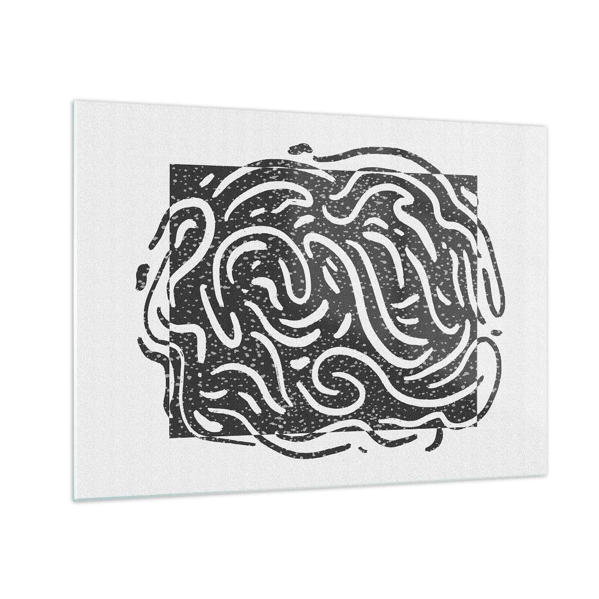 Obraz na skle - Dynamické abstraktné čiary a bodky vytvárajúce energickú formu - 70x50cm - Abstrakcia: tanec radosti - Moderná nástenná dekorácia do obývacej izby a spálne ARTTOR