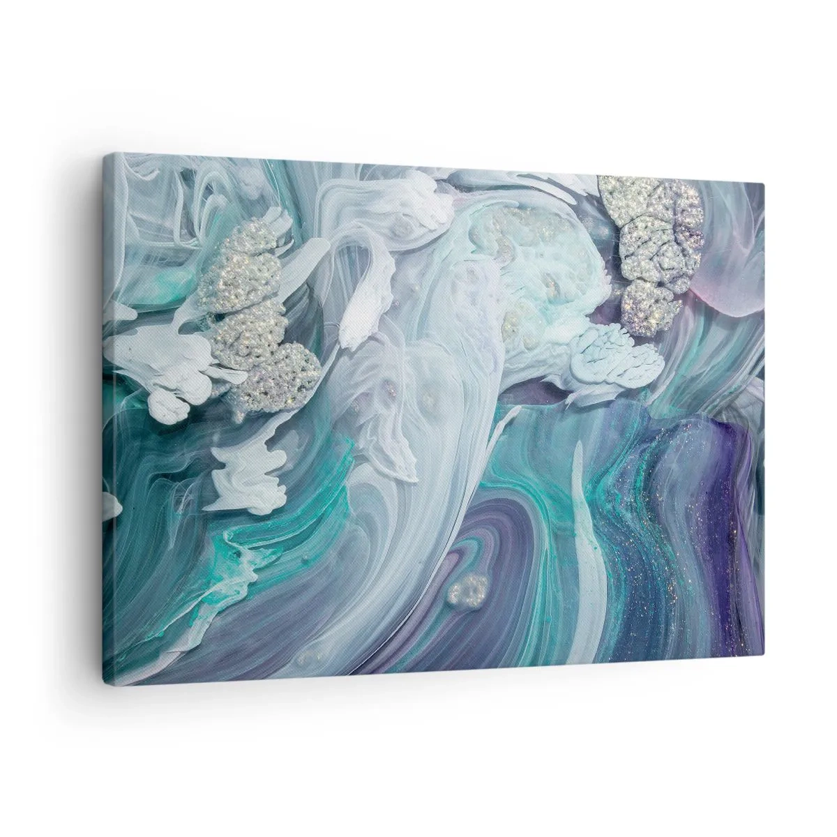 Obraz na plátne - Abstraktné víry v odtieňoch modrej a bielej - 70x50cm - Prúdy modrej - Moderná nástenná dekorácia do obývacej izby a spálne ARTTOR
