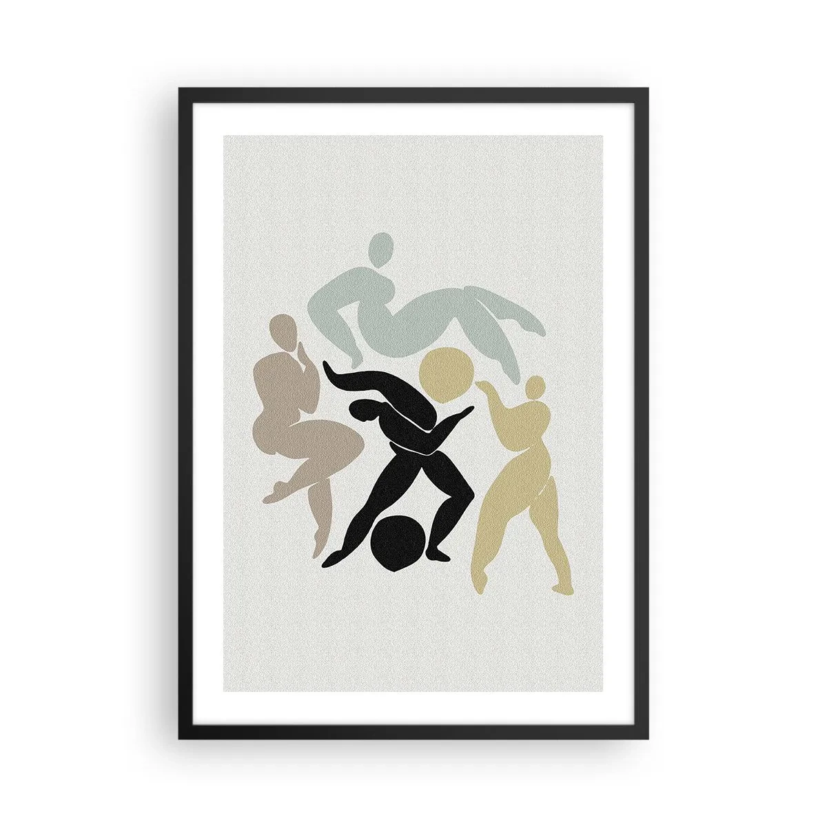 Plagát v čiernom ráme - Abstraktné siluety postáv v dynamickom pohybe - 50x70cm - Pohyb pre zdravie a krásu - Moderná nástenná dekorácia do obývacej izby a spálne ARTTOR