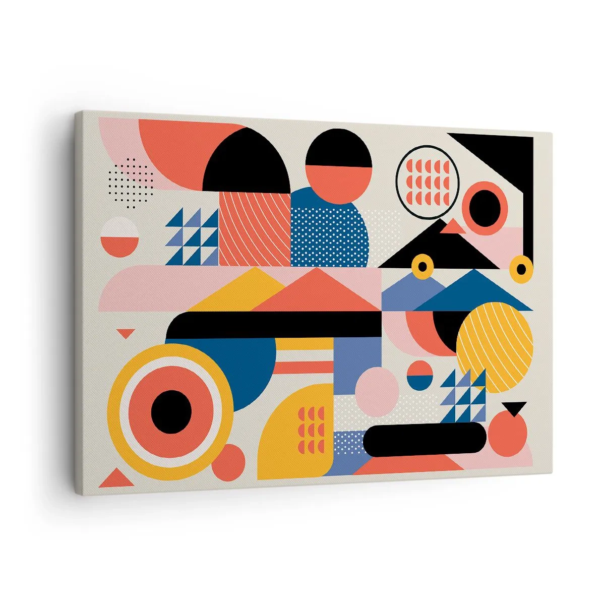 Obraz na plátne - Farebné geometrické tvary v retro štýle - 70x50cm - Kompozícia: poďme sa hrať - Moderná nástenná dekorácia do obývacej izby a spálne ARTTOR