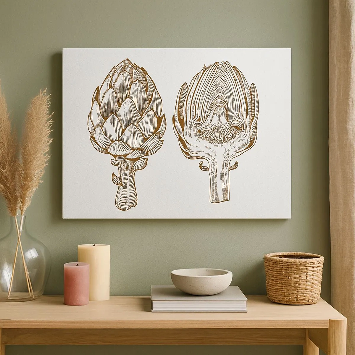 Obraz na plátne - Vintage art kresba artičoky - 70x50cm - Hodiny anatómie - Moderná nástenná dekorácia do obývacej izby a spálne ARTTOR