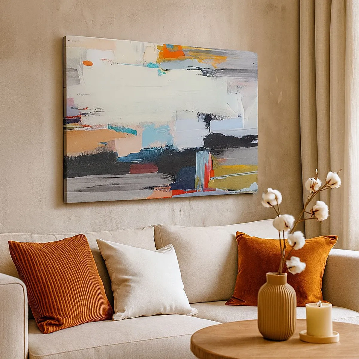 Obraz na plátne - Farebná abstrakcia s dynamickými ťahmi štetcom - 70x50cm - Nejaký spôsob? - Moderná nástenná dekorácia do obývacej izby a spálne ARTTOR