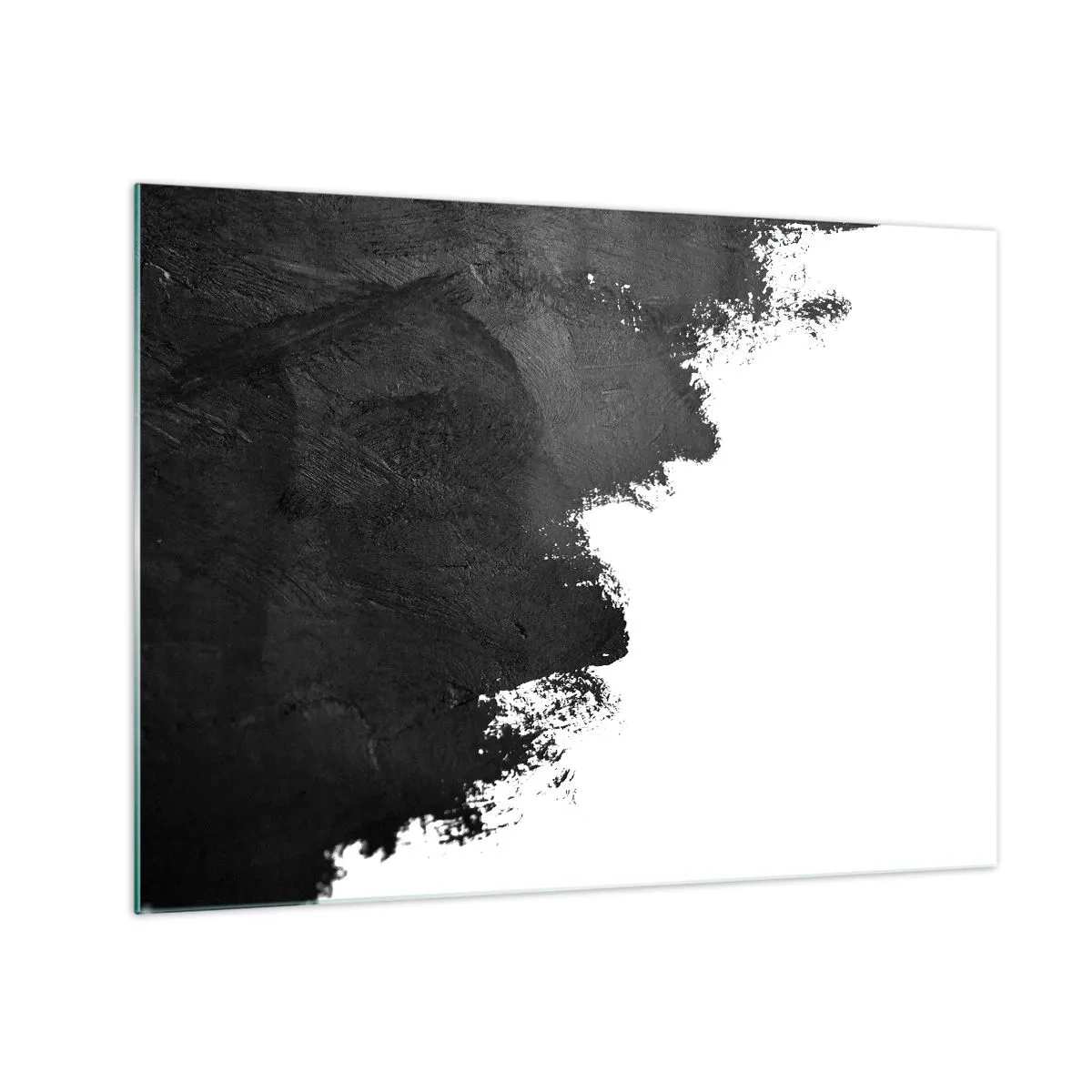 Obraz na skle - Textúra čiernej farby na bielom pozadí v minimalistickom štýle - 70x50cm - Živly: zem - Moderná nástenná dekorácia do obývacej izby a spálne ARTTOR