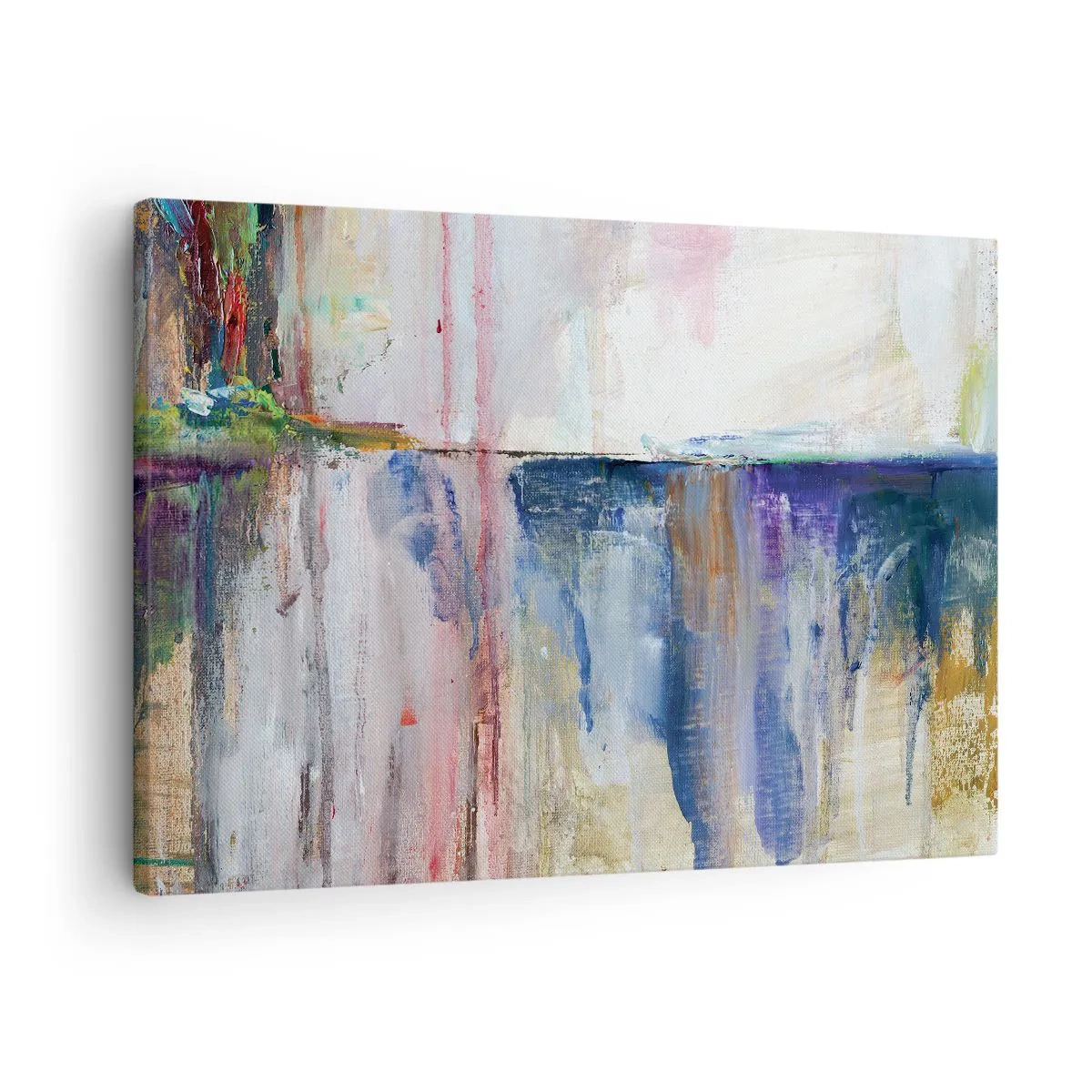 Obraz na plátne - Abstraktná kompozícia farieb s efektom odrazu na plátne. - 70x50cm - Farebné dojmy a asociácie - Moderná nástenná dekorácia do obývacej izby a spálne ARTTOR