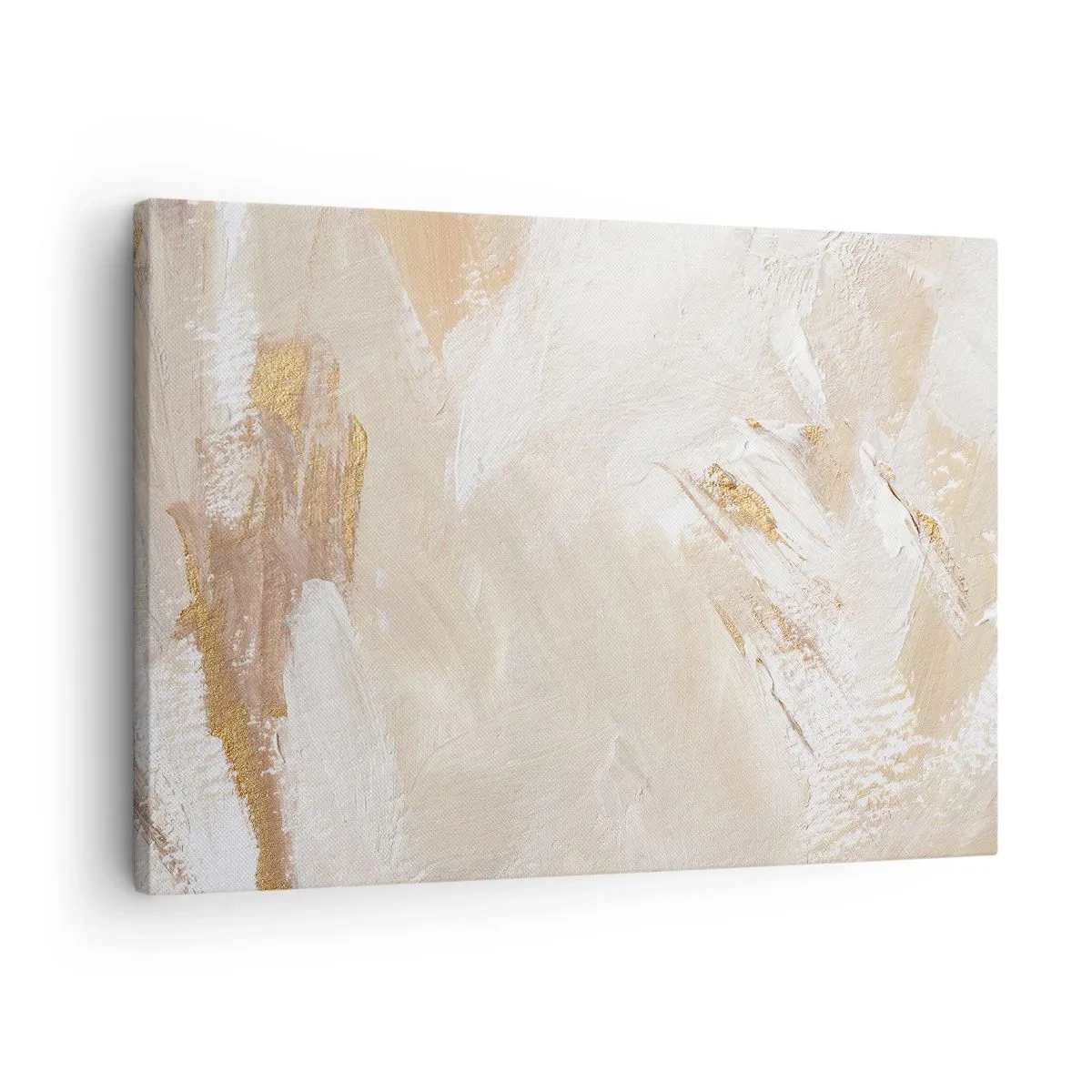 Obraz na plátne - Jemné abstraktné tóny v odtieňoch béžovej a zlatej - 70x50cm - Pastelová kompozícia - Moderná nástenná dekorácia do obývacej izby a spálne ARTTOR