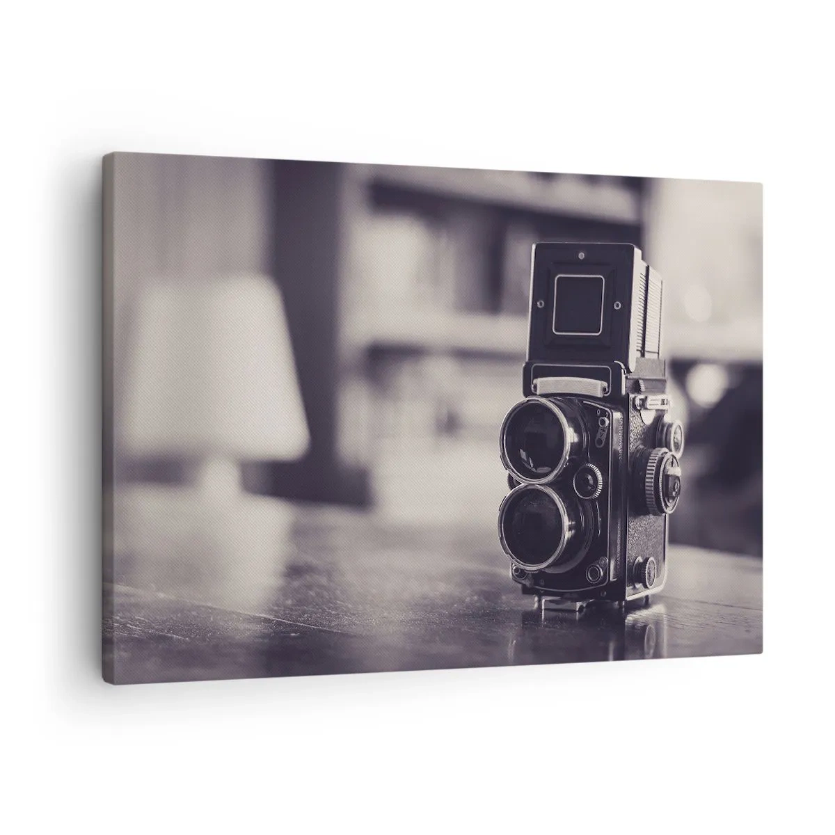 Obraz na plátne - Starožitný fotoaparát v čiernobielej farbe - 70x50cm - Kúzlo starej fotografie - Moderná nástenná dekorácia do obývacej izby a spálne ARTTOR