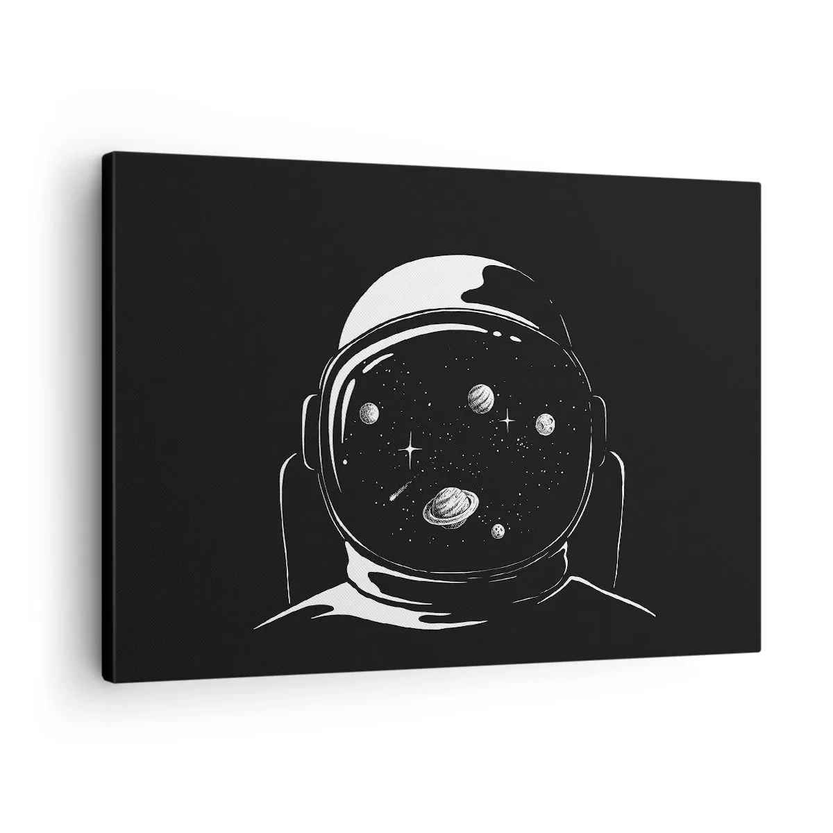 Obraz na plátne - Minimalistická astronautická prilba s výhľadom na vesmír - 70x50cm - Skvelý výhľad - Moderná nástenná dekorácia do obývacej izby a spálne ARTTOR