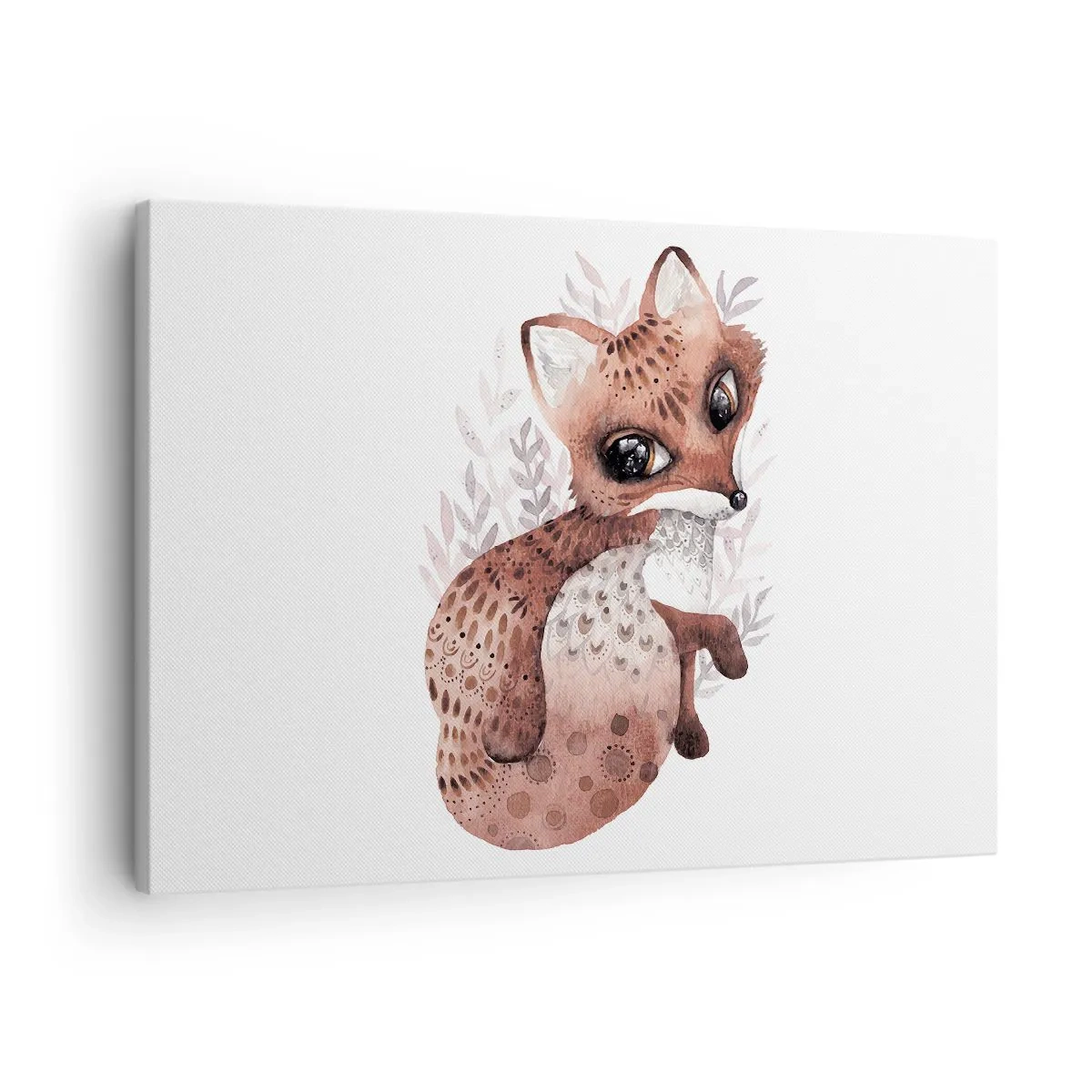 Obraz na plátne - Roztomilá akvarelová líška na svetlom pozadí - 70x50cm - Proste sa zamilovať - Moderná nástenná dekorácia do obývacej izby a spálne ARTTOR