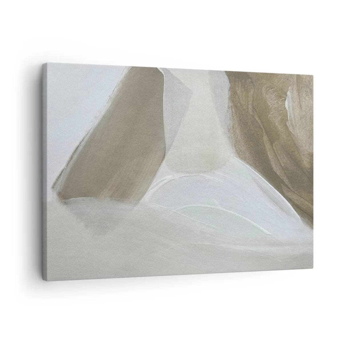 Obraz na plátne - Jemná abstrakcia v odtieňoch béžovej a bielej - 70x50cm - Vlna bielej - Moderná nástenná dekorácia do obývacej izby a spálne ARTTOR